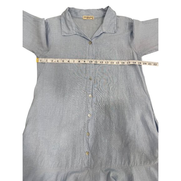 Terzo Millennio Button-Up Shirt Dress Light Blue Linen Blend Italy Womens Size S - Picture 5 of 8